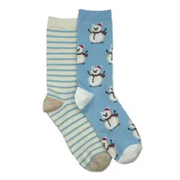 Women's 2 Pack Cat Snowman Crew Socks