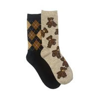 Women's 2 Pack Teddy Bears Crew Socks