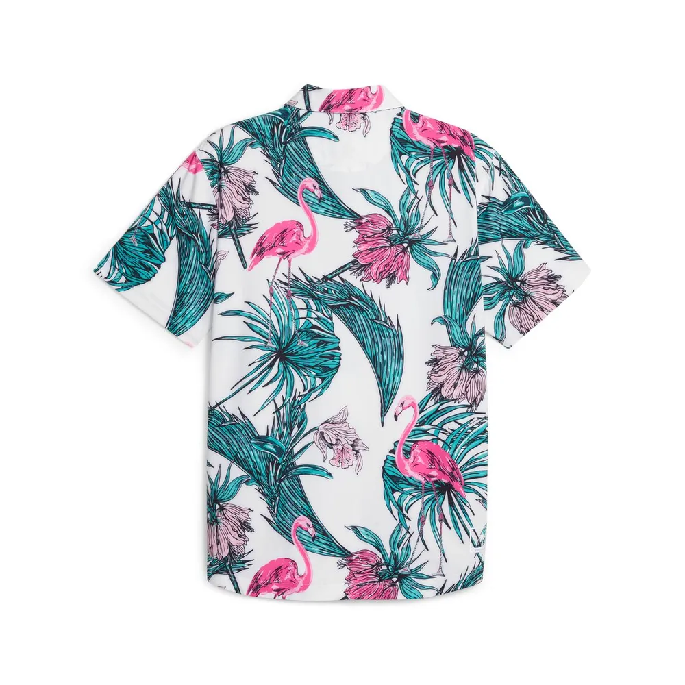 Men's Palm Tree Crew Print Button Up Shirt