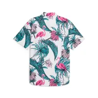 Men's Palm Tree Crew Print Button Up Shirt