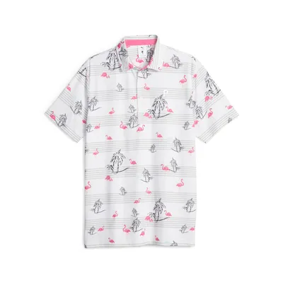 Men's Palm Tree Crew Print Short Sleeve Polo