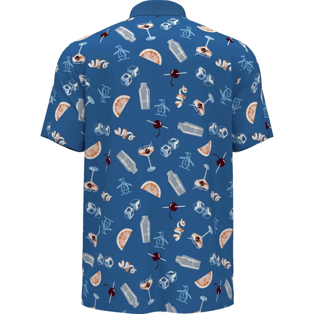 Men's Oversized Cocktail Print Short Sleeve Polo