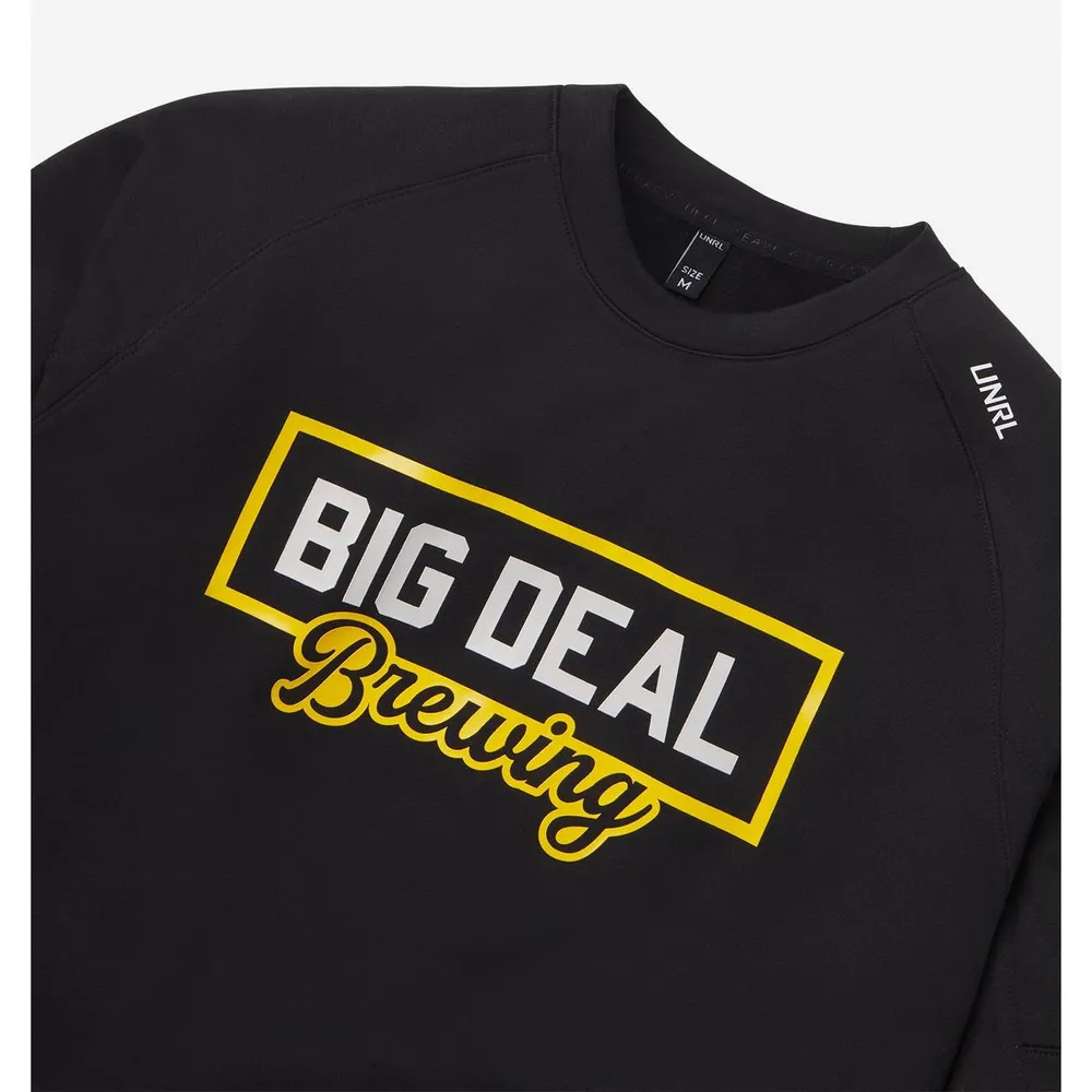 Men's Big Deal Brewing Script Crossover Crewneck Sweater