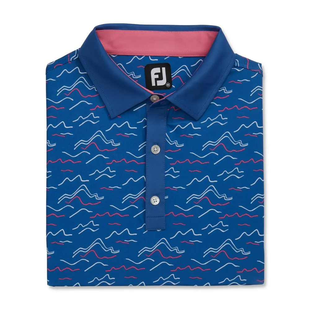 Men's Wave Print Short Sleeve Polo