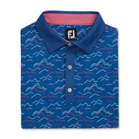 Men's Wave Print Short Sleeve Polo