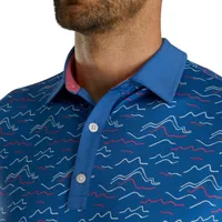 Men's Wave Print Short Sleeve Polo