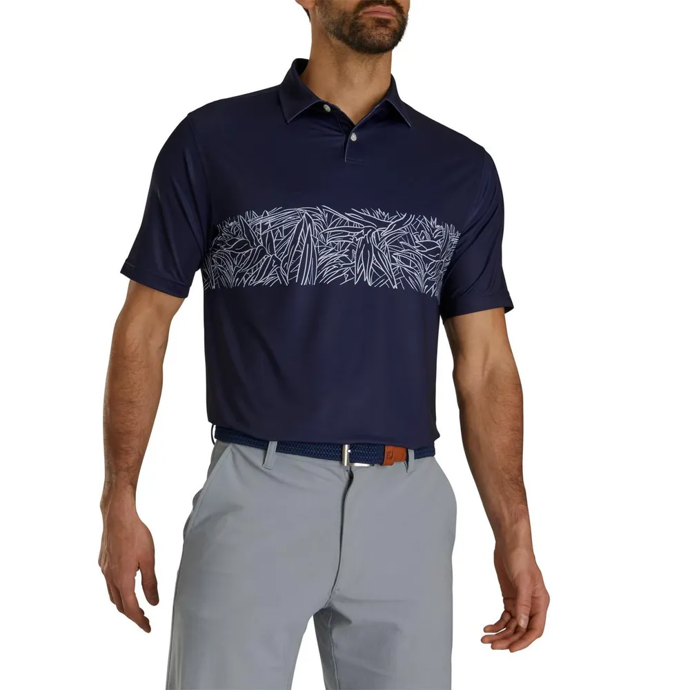 Men's Tropical Chest Print Short Sleeve Polo