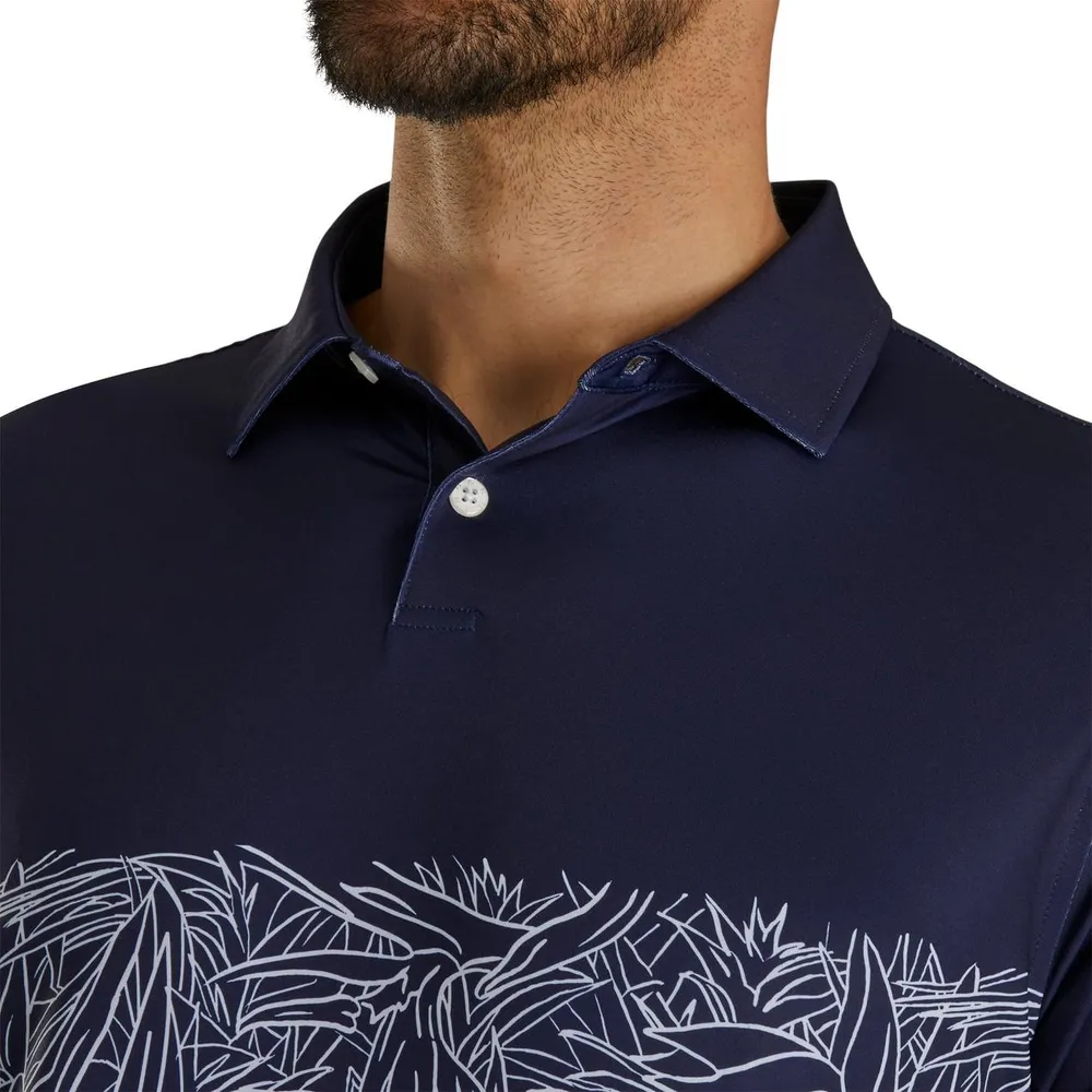 Men's Tropical Chest Print Short Sleeve Polo