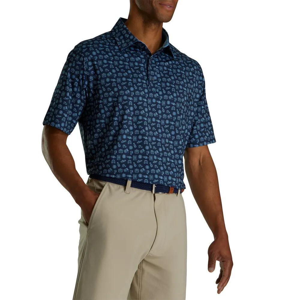 Men's Travel Print Short Sleeve Polo