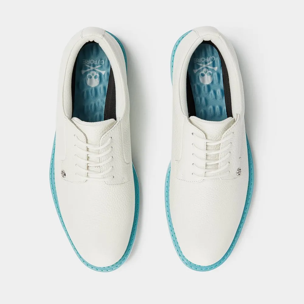 Men's Gallivanter Camo Sole Spikeless Golf Shoe- White/Teal