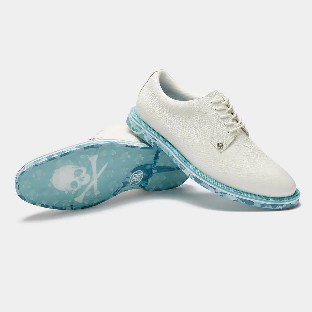 Men's Gallivanter Camo Sole Spikeless Golf Shoe- White/Teal