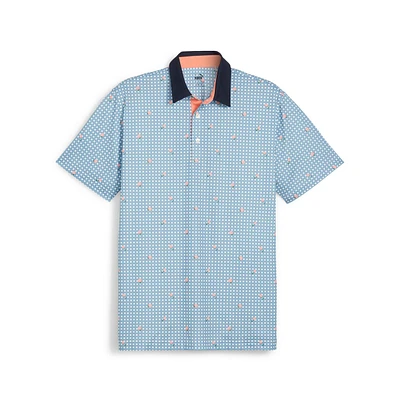 Men's Pique Gingham Short Sleeve Polo