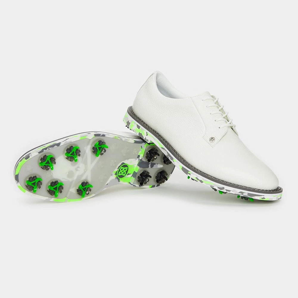 Men's Gallivanter G'Lock Full Grain Leather Spiked Golf Shoe - White/Green