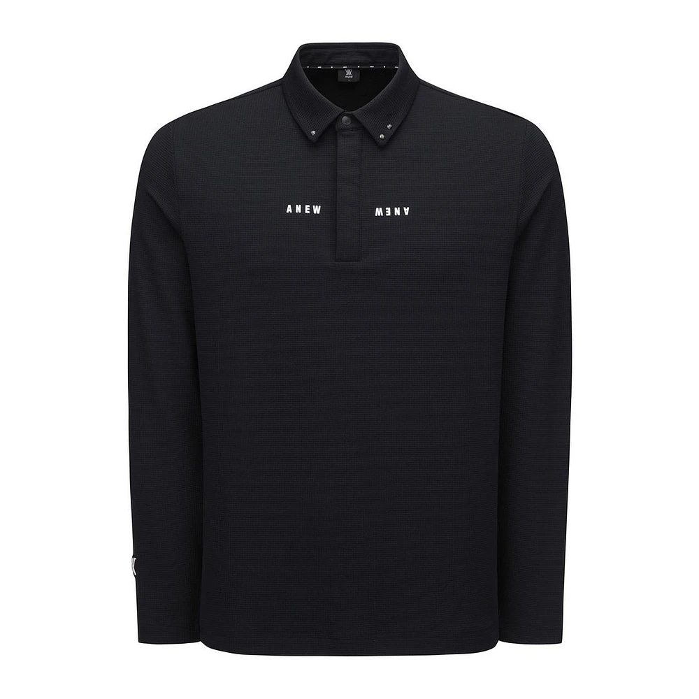 Men's Textured Long Sleeve Polo