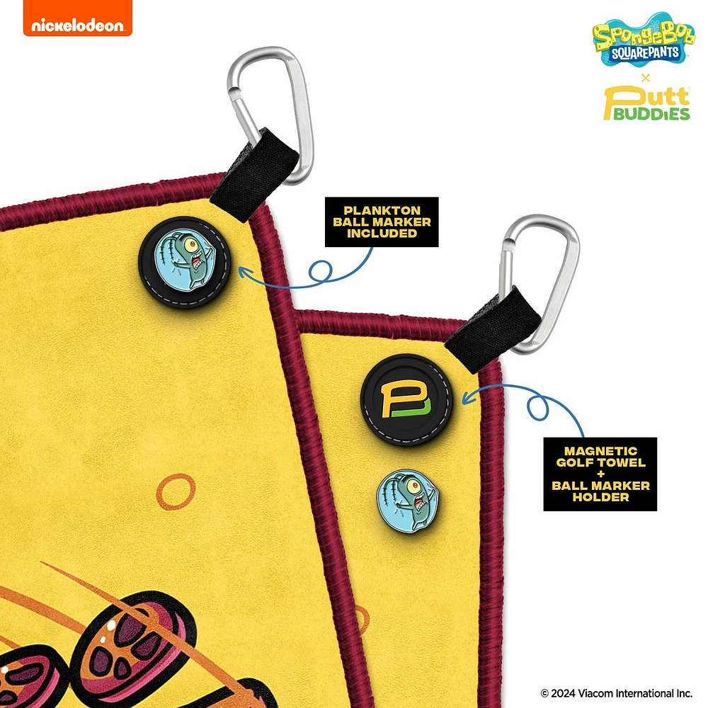 Spongebob Krusty Pants Magnetic Golf Towel w/ Ball Marker