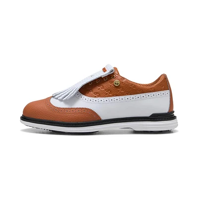 Men's AP Royale Wingtip Spikeless Golf Shoe - White/Brown