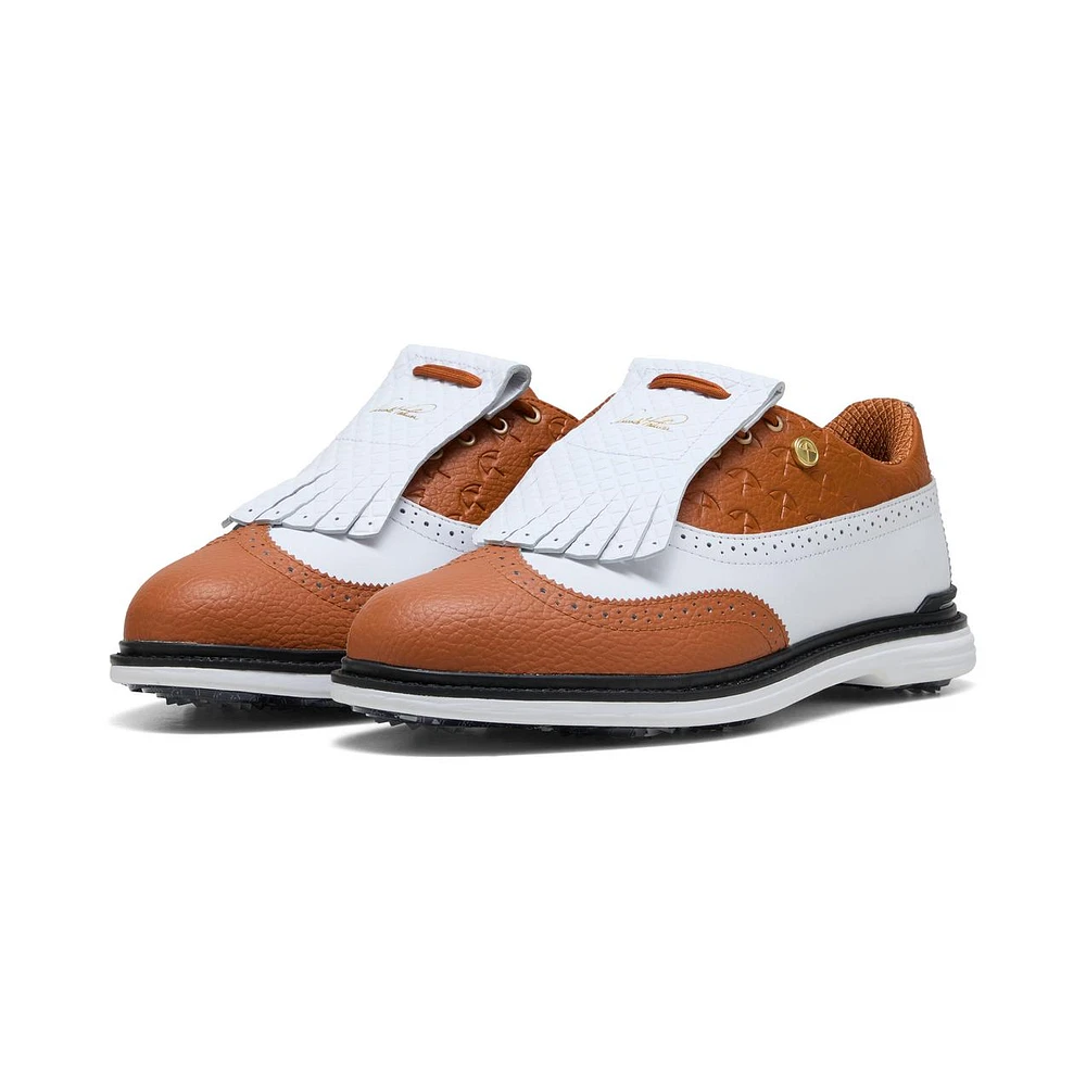 Men's AP Royale Wingtip Spikeless Golf Shoe - White/Brown
