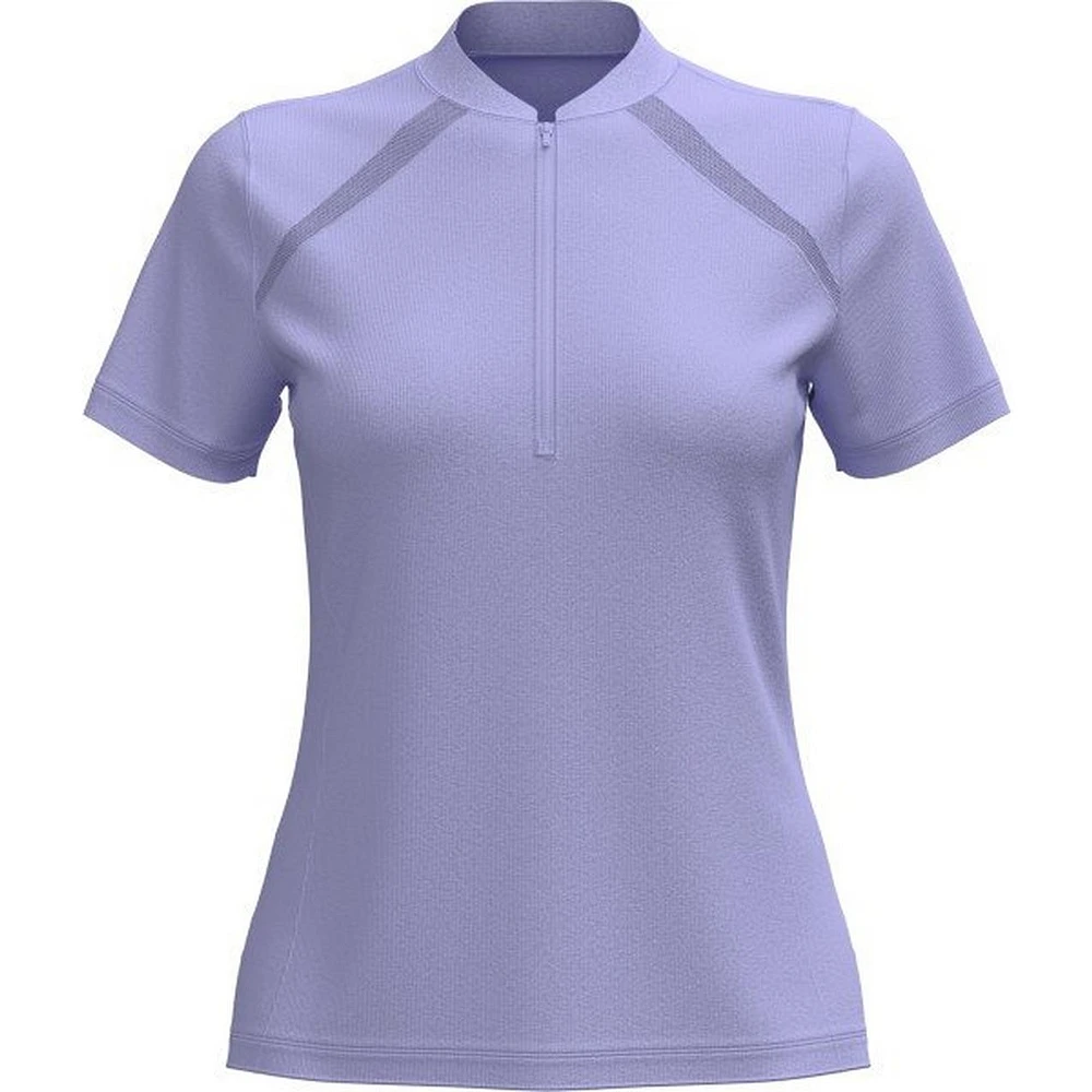 Women's Solid Zip Short Sleeve Polo