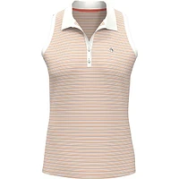 Women's Ribbed Fine Line Stripe Sleeveless Polo