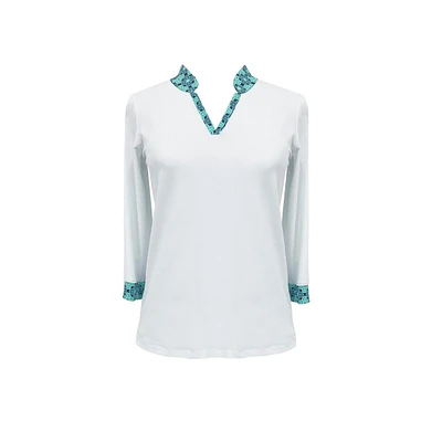 Women's Velocity Printed Trim 3/4 Sleeve Top
