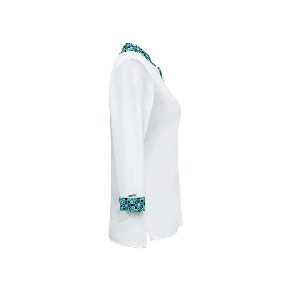 Women's Velocity Printed Trim 3/4 Sleeve Top