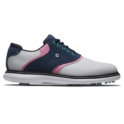 Men's Traditions Saddle Spiked Golf Shoe - White/Blue/Pink