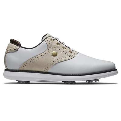 Women's Traditions Saddle Spiked Golf Shoe - White/Beige