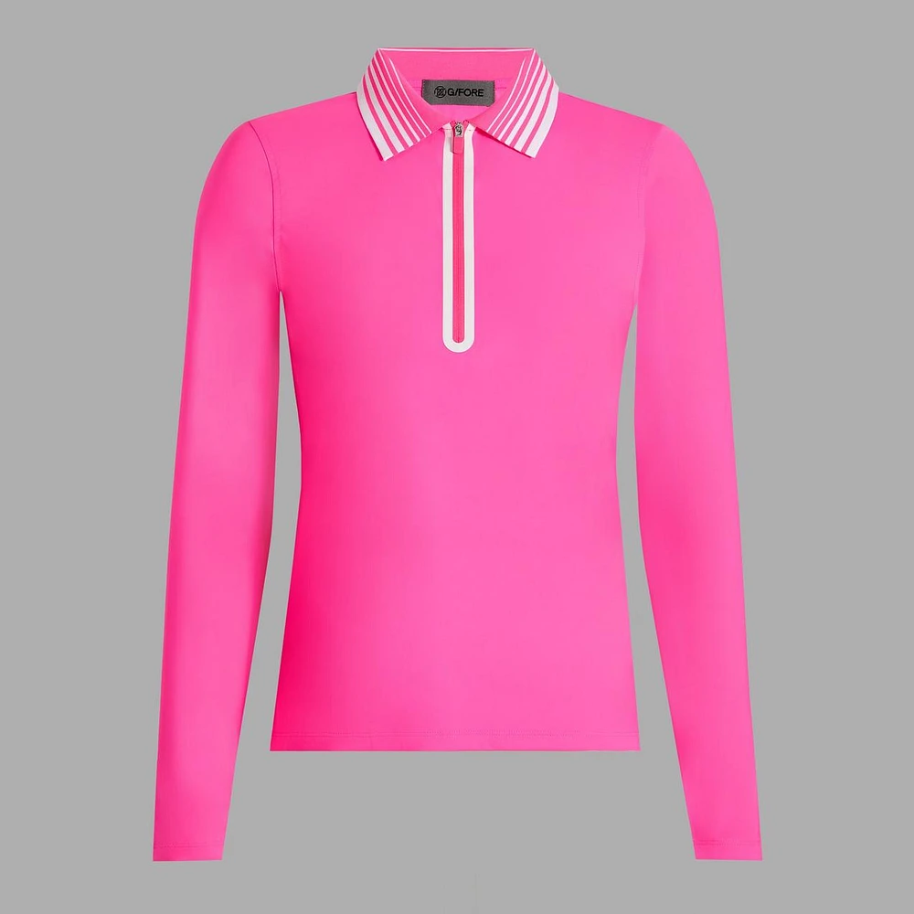Women's Silky Tech Nylon Zip Long Sleeve Polo