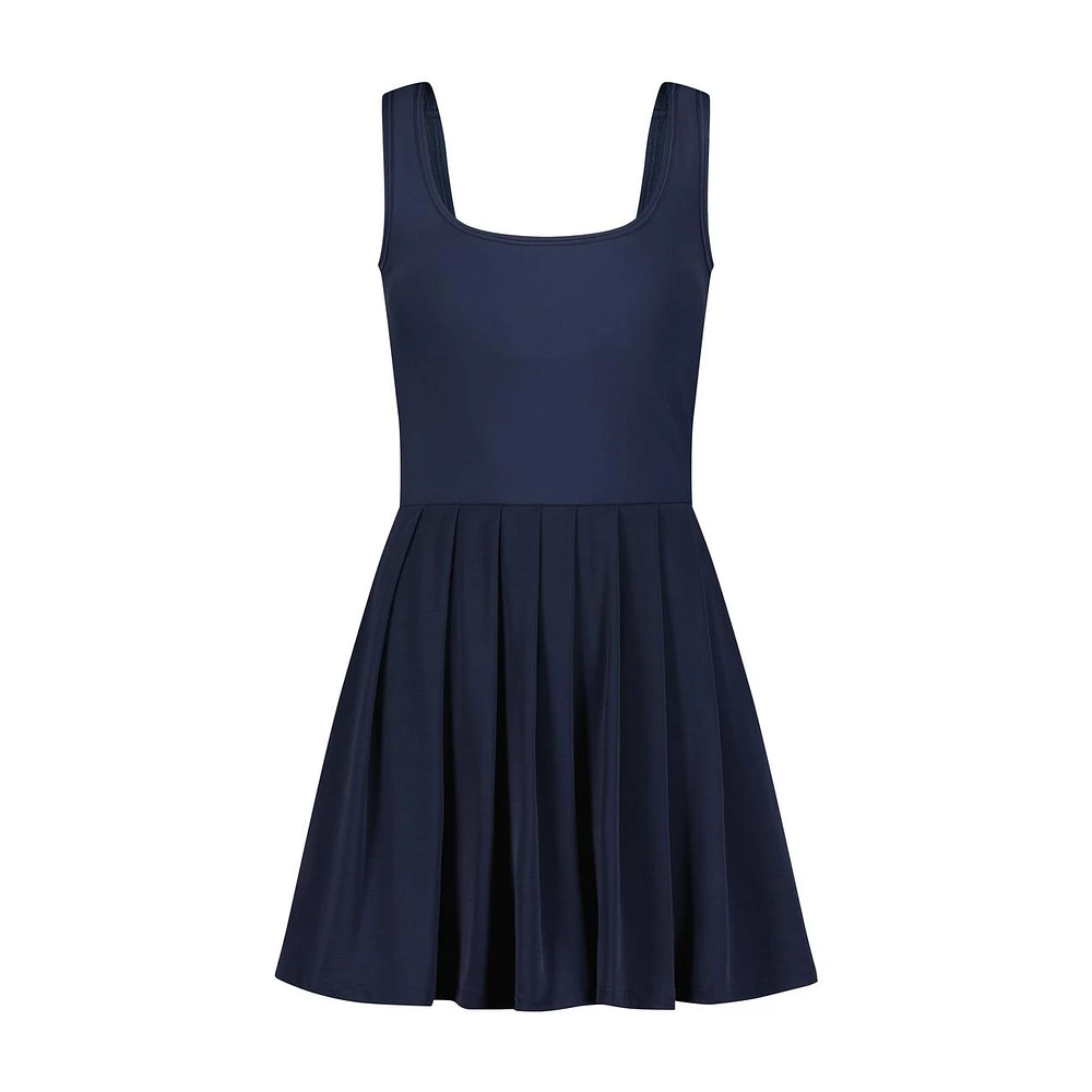 Women's Powermesh Pleated Unitard Tank Dress