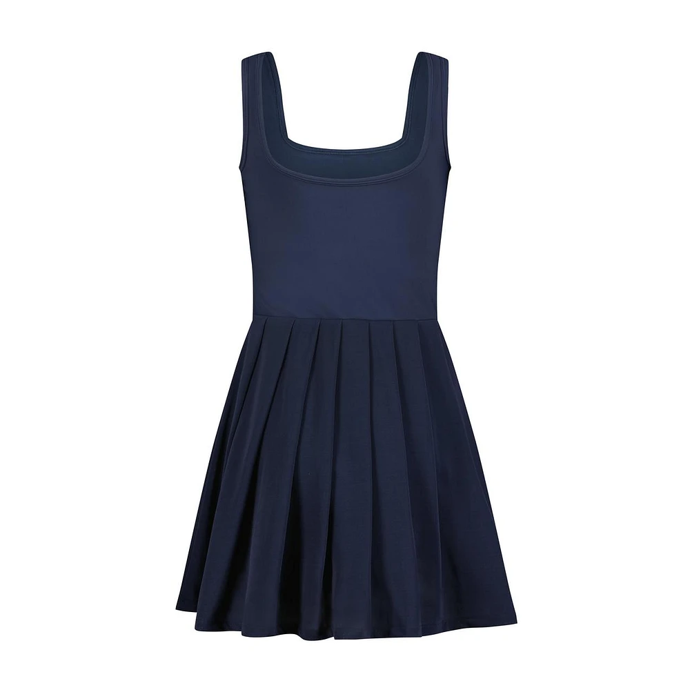 Women's Powermesh Pleated Unitard Tank Dress