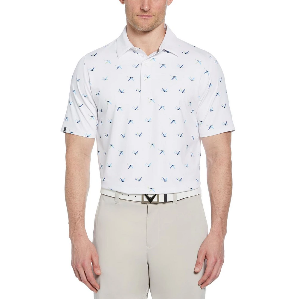 Men's All Over Birdie Print Short Sleeve Polo