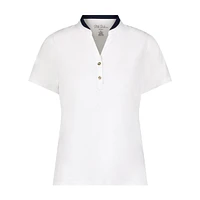 Women's Bebe Split Neck Short Sleeve Top