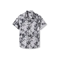 Men's Light Map Button Up Short Sleeve Polo