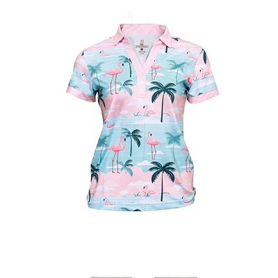 Women's Flamingo Paradise Short Sleeve Polo
