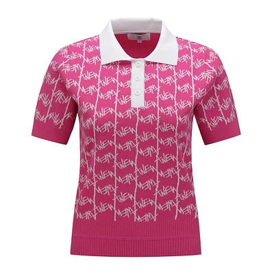 Women's Pattern Knit Short Sleeve Polo