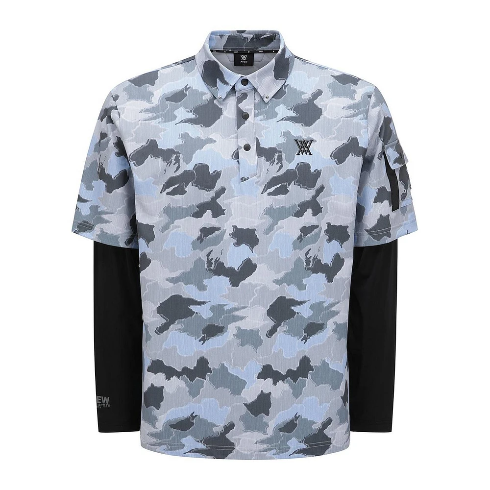 Men's Layered Camo Long Sleeve Polo