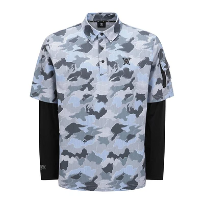 Men's Layered Camo Long Sleeve Polo