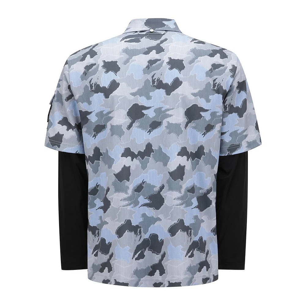 Men's Layered Camo Long Sleeve Polo