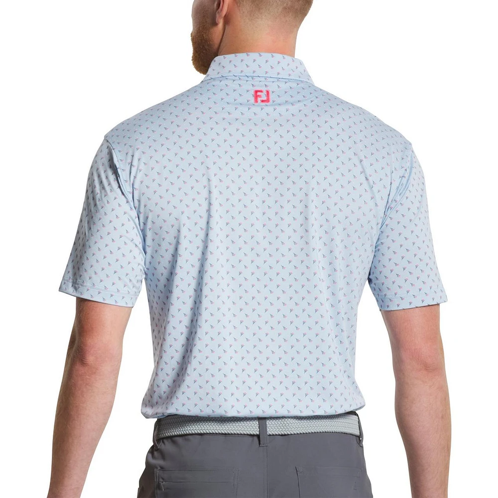 Men's Flower Bud Foulard Short Sleeve Polo