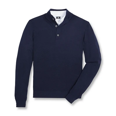 Men's Button Placket Seed Stitch Sweater