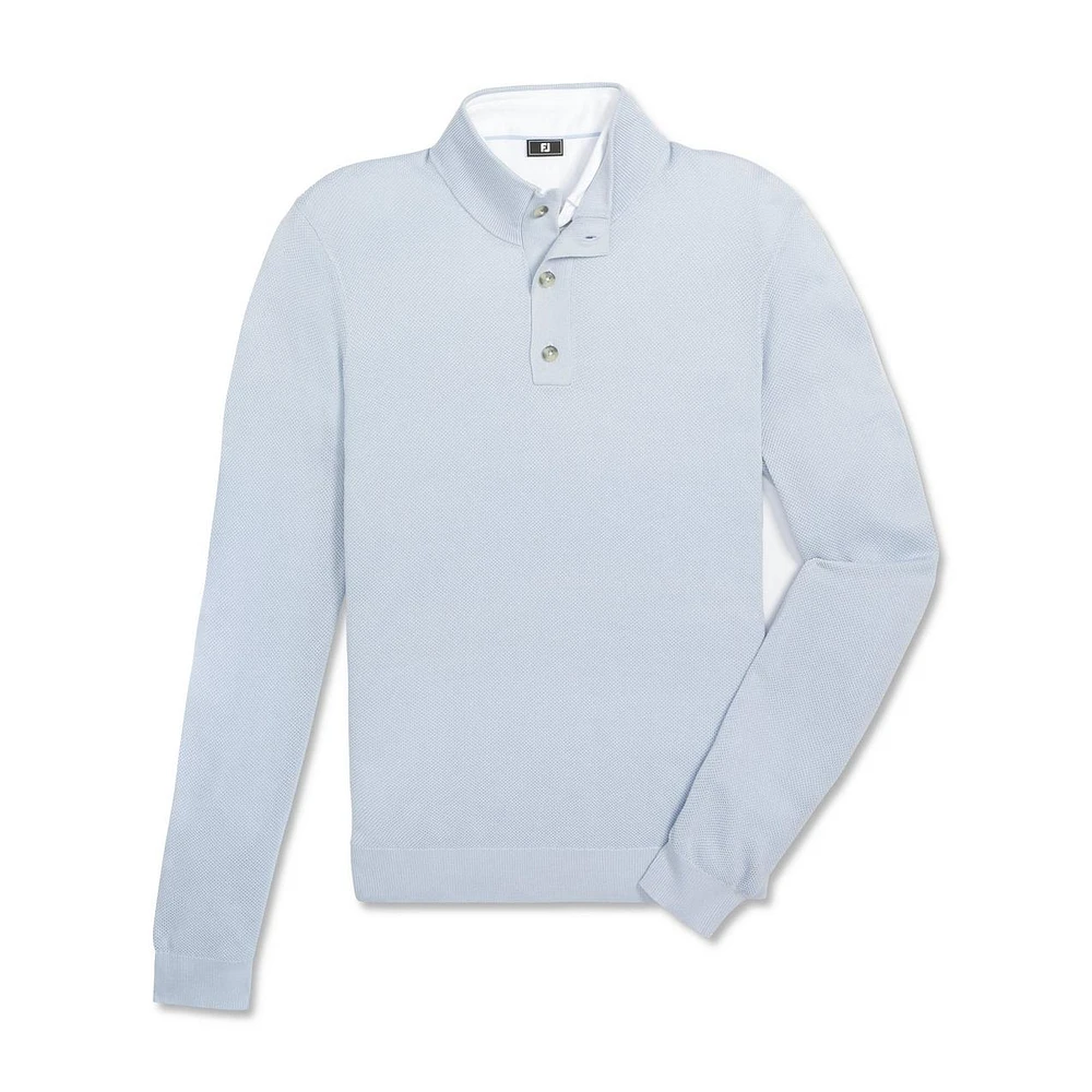 Men's Button Placket Seed Stitch Sweater