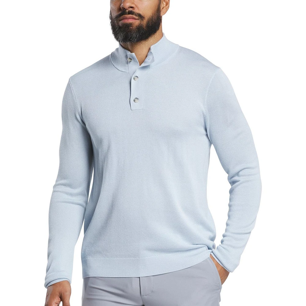 Men's Button Placket Seed Stitch Sweater