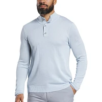 Men's Button Placket Seed Stitch Sweater