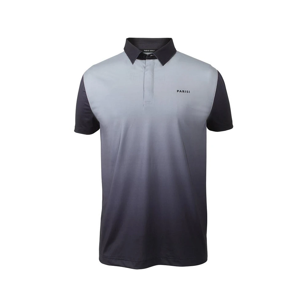 Men's Button Up Screen Print Technical Jersey Short Sleeve Polo
