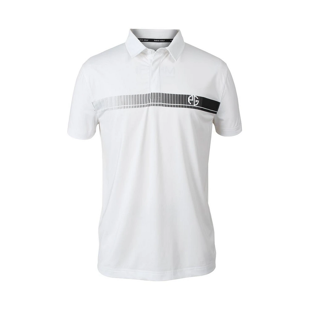 Men's Button Up Screen Print Technical Jersey Short Sleeve Polo