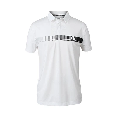 Men's Button Up Screen Print Technical Jersey Short Sleeve Polo