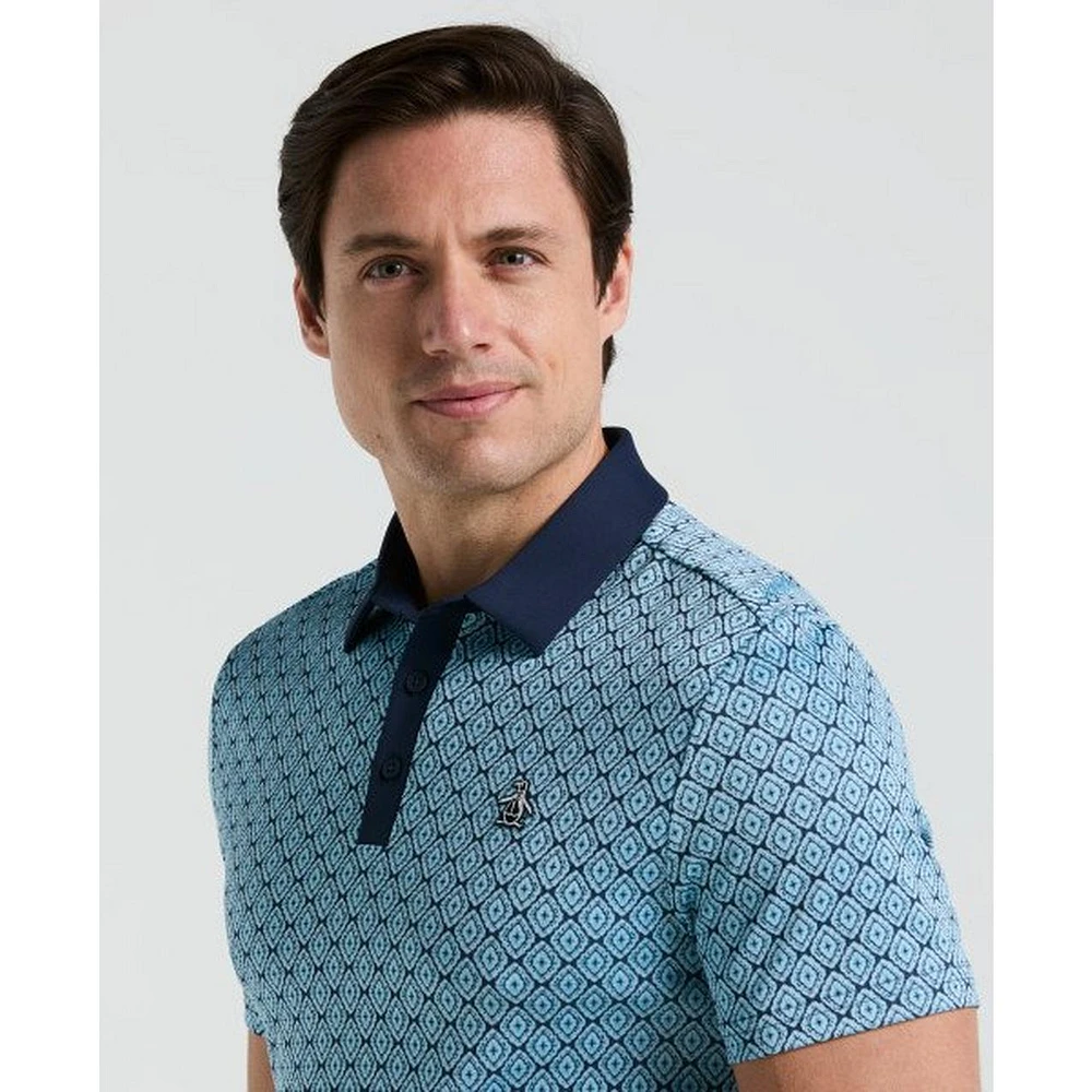 Men's Bohemian Jacquard Block Short Sleeve Polo