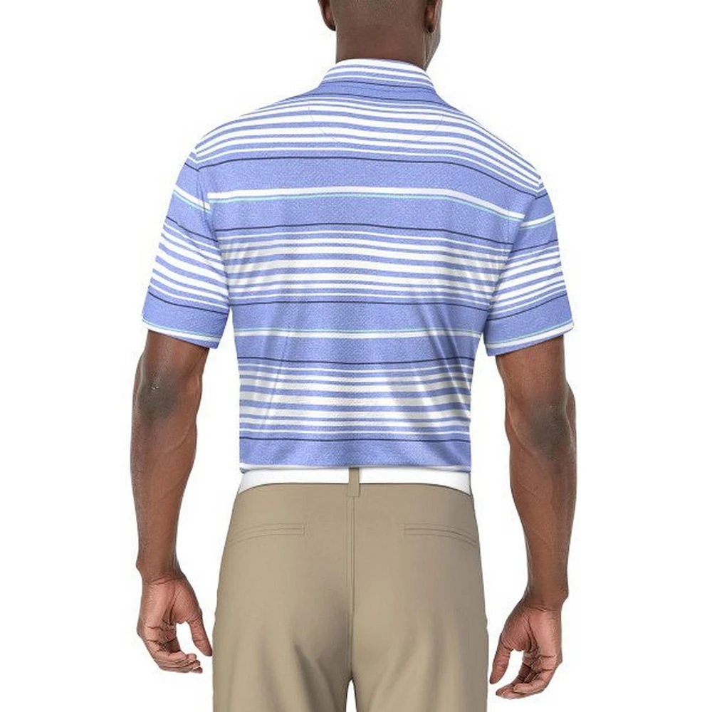 Men's All Over Stripe Printed Short Sleeve Polo