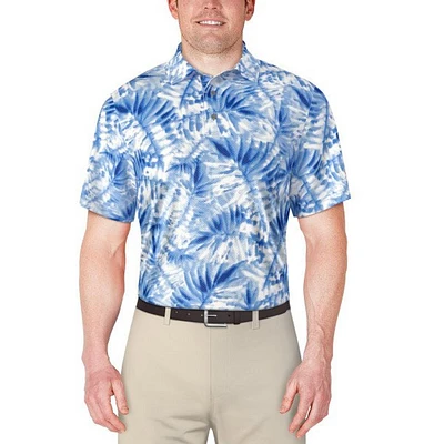 Men's Tropical Leaf Print Short Sleeve Polo