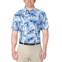 Men's Tropical Leaf Print Short Sleeve Polo
